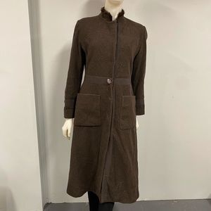 Julie Fagerholt (Heart Made) Brown Button Down Long Jacket Coat size 40